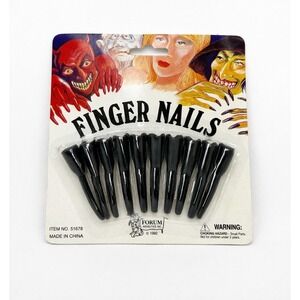 VTG 1992 Forum Novelties Finger Nails Black Costume Horror Claws Sealed NOS